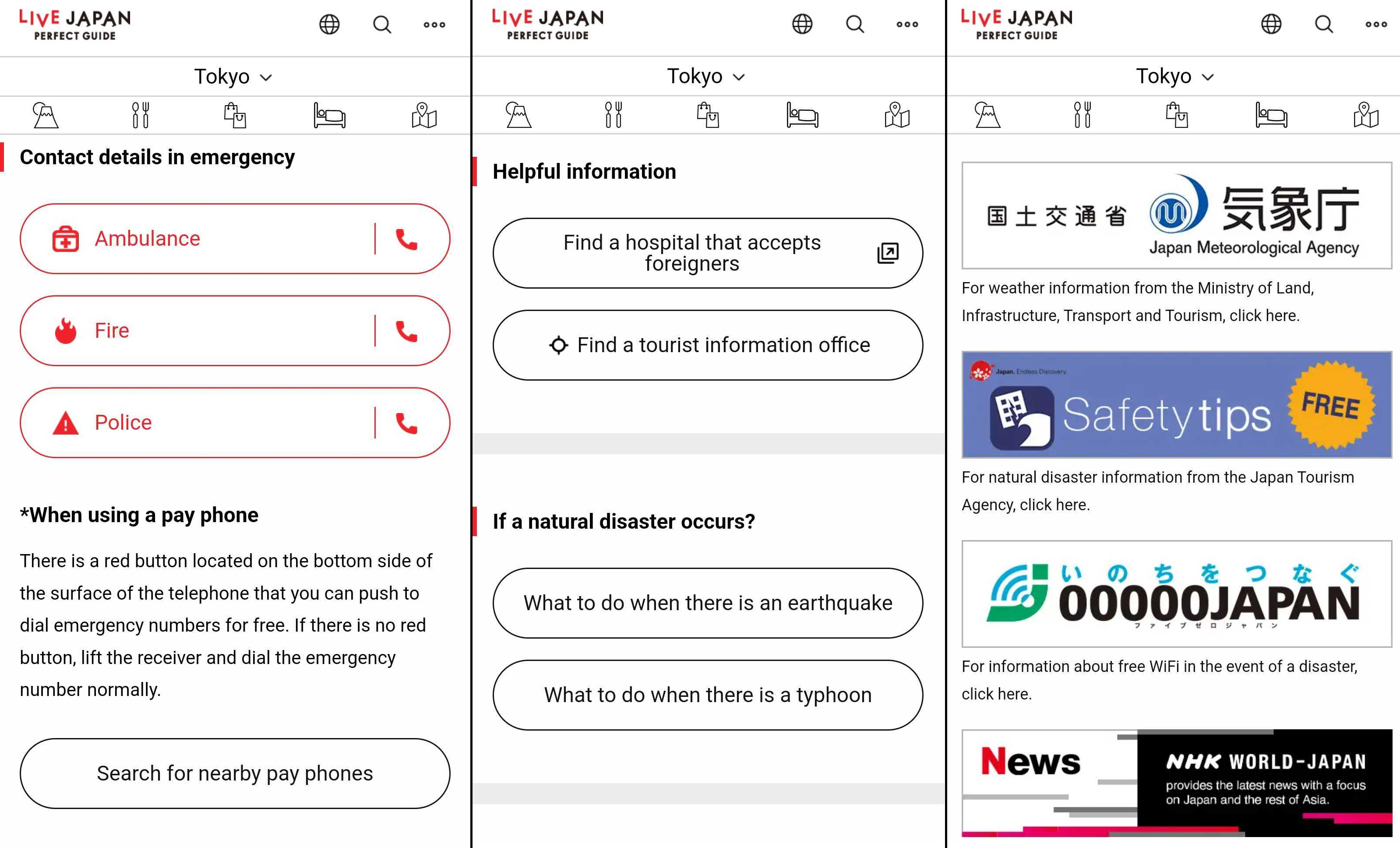 In case of emergency or disaster - LIVE JAPAN